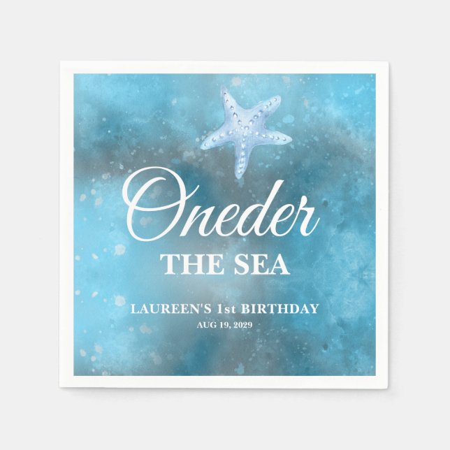 Oneder The Sea 1. Geburtstag  Serviette (Vorderseite)
