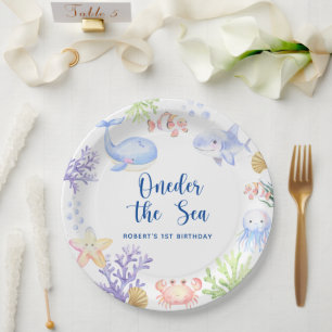 Oneder The Sea 1. Geburtstag unter dem Meer Pappteller