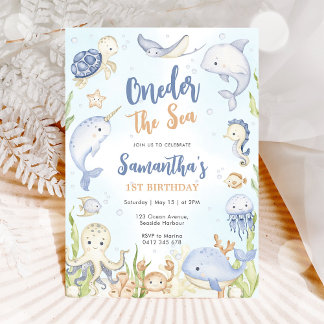 Oneder The Sea 1st Birthday Invitation Einladung