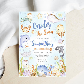 Oneder The Sea 1st Birthday Invitation Einladung