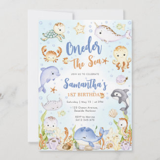 Oneder The Sea 1st Birthday Invitation Einladung