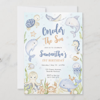 Oneder The Sea 1st Birthday Invitation Einladung