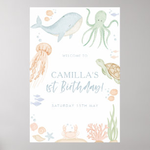 Oneder The Sea Baby Shower 24x36" Begrüßungszeiche Poster