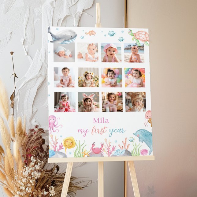 Oneder The Sea Birthday 12 Foto Meilenstein Poster (Von Creator hochgeladen)