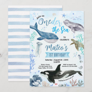 Oneder The Sea Boy 1. Geburtstag Blaues Meer Einladung