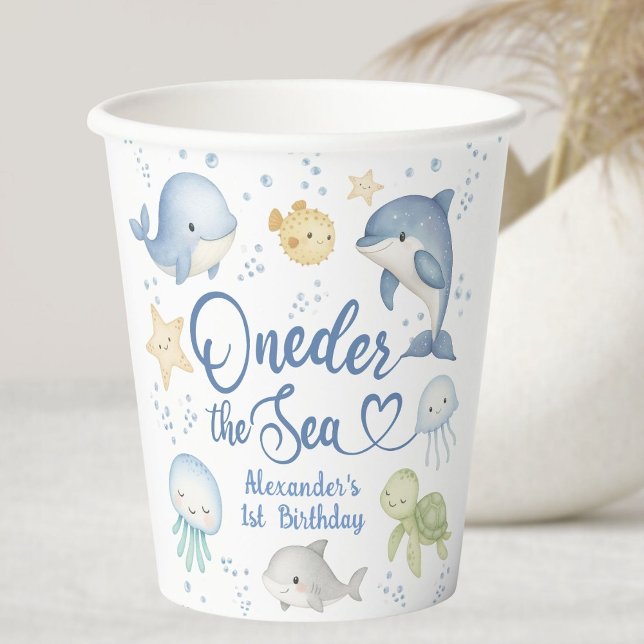 ONEder The Sea Boy 1st birthday Cute Ocean Pappbecher (Von Creator hochgeladen)