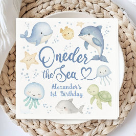 ONEder The Sea Boy 1st birthday Cute Ocean Serviette