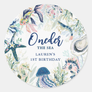 Oneder the Sea Coastal 1. Geburtstag Runder Aufkleber