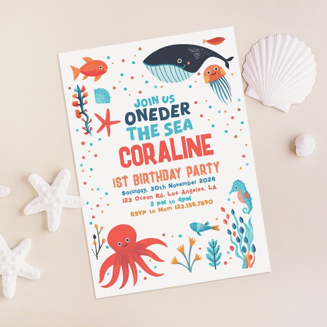 Oneder The Sea First Birthday Invitation Einladung (Von Creator hochgeladen)