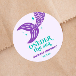 ONEder The Sea Mermaid 1. Geburtstag Gastgeschenk Runder Aufkleber