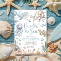 Oneder The Sea Ocean Animals 1st Birthday
