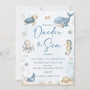 Oneder The Sea Ozean-Tiere Einladung