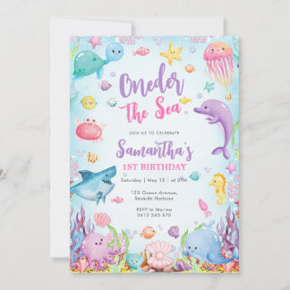 Oneder The Sea Watercolor 1st Birthday Invitation Einladung