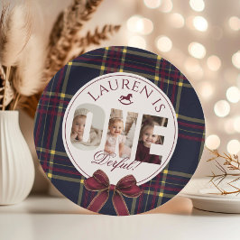 OneDerful 1. Birtdhay Burgundy Classic Kariert Pappteller