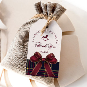 OneDerful 1st Birthday Bow Kariert Vintag Vielen D Geschenkanhänger