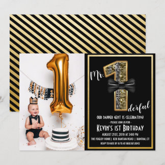 Onederful 1st Birthday Foto Einladung