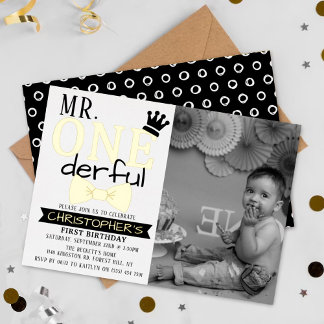 ONEderful 1st Birthday Foto Real Folieneinladung