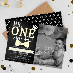 ONEderful 1st Birthday Foto Real Folieneinladung