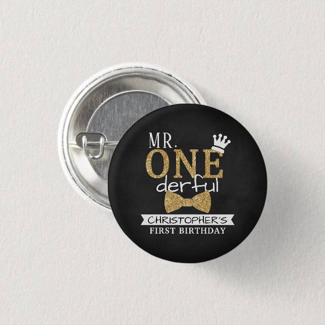 ONEderful 1st Birthday Gastgeschenk Button (Vorne & Hinten)