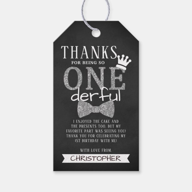 ONEderful 1st Birthday Party Vielen Dank Geschenkanhänger (Vorderseite)