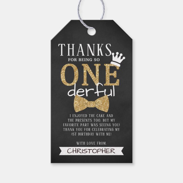 ONEderful 1st Birthday Party Vielen Dank Geschenkanhänger (Vorderseite)
