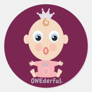 ONEderful BABY Face - rosa Runder Aufkleber