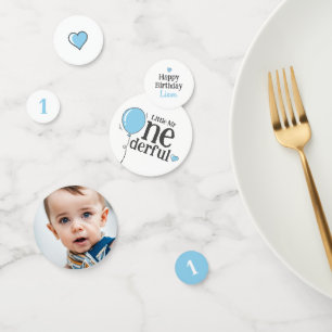 Onederful Birthday Blue Custom Foto Konfetti