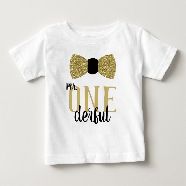 ONEderful Birthday Shirt in Black and Imitats Gold (Vorderseite)