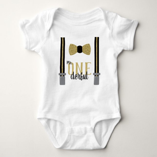 ONEderful Birthday Shirt in Black and Imitats Gold (Vorderseite)