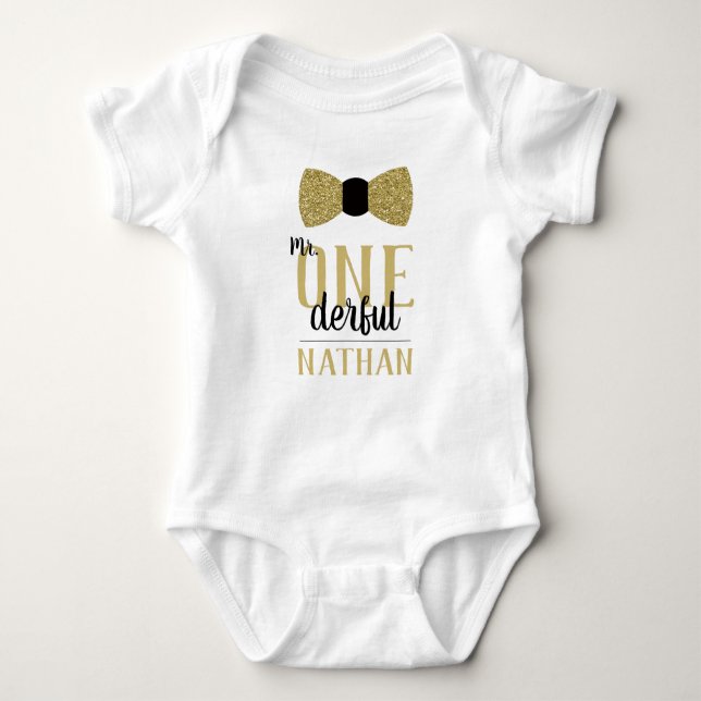 ONEderful Birthday Shirt in Black and Imitats Gold (Vorderseite)