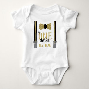 ONEderful Birthday Shirt in Black and Imitats Gold