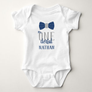 ONEderful Birthday Shirt in Blue and Gray