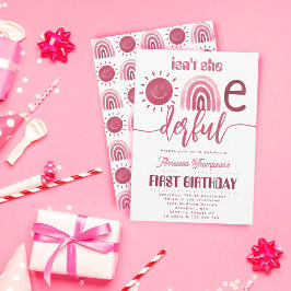 Onederful Boho Pink Rainbow Sunshine Geburtstag Einladung