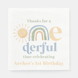 Onederful Boys 1st Birthday Party Napkins Serviette