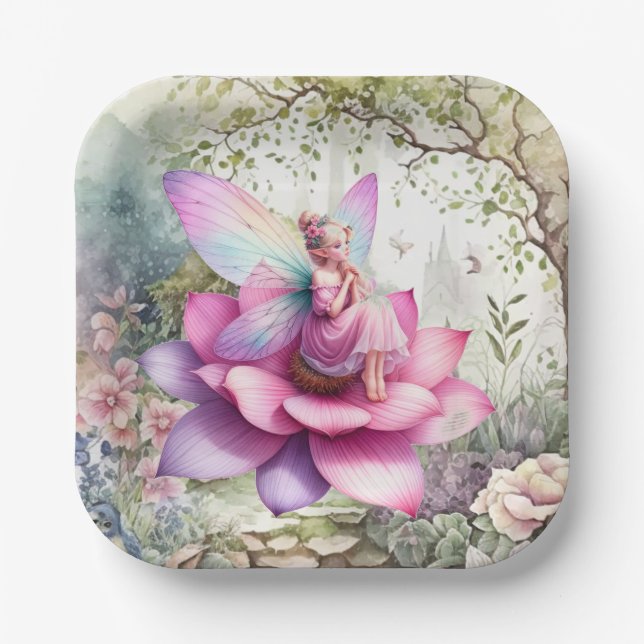 Onederful Fairy Enchanted Forest Birthday Sticker Pappteller (Vorderseite)