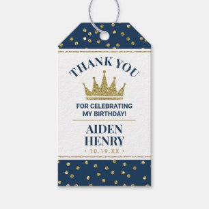 ONEderful Favor Tag in Blue and Gold, Prince Geschenkanhänger