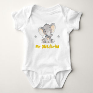 Onederful First 1. Geburtstag Party Boy Elephant Baby Strampler