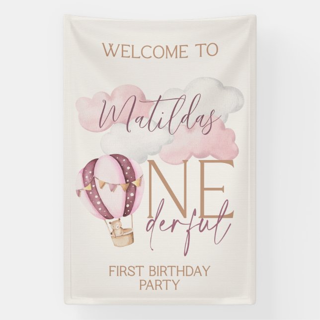 ONEderful First Birthday Party Welcome Sign Banner (Vertikal)