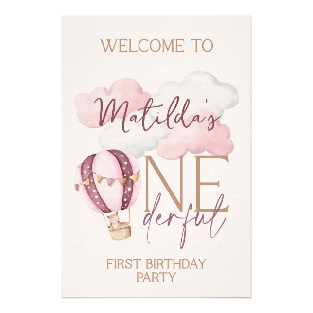 ONEderful First Birthday Party Welcome Sign Fotodruck (Vorne)