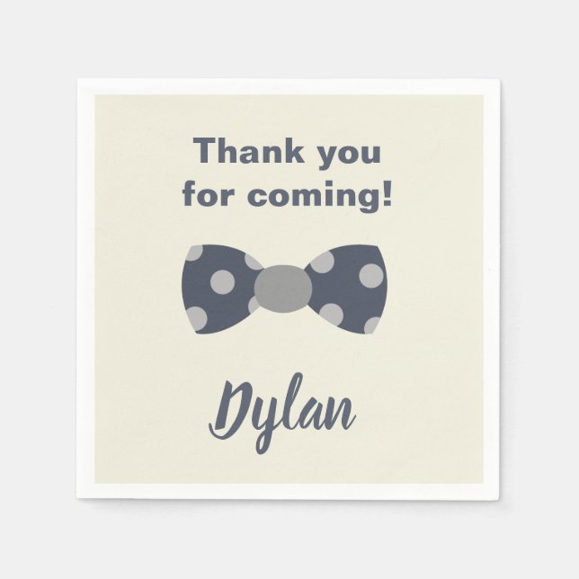 Onederful Marine and gray bow Krawatte Serviette (Vorderseite)