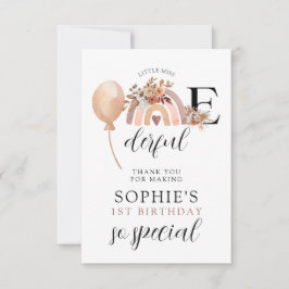 Onederful Rainbow Girl's Birthday Dankeskarte