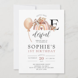 ONEderful Rainbow Girl's Birthday Invitation Einladung