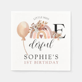 ONEderful Rainbow Girl's Birthday Invitation Serviette