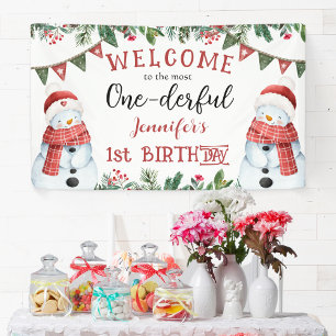 ONEderful Snowman Christmas 1. Geburtstag Party Banner