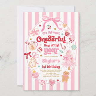 Onederful Time Of The Year Christmas Bow Birthday Einladung
