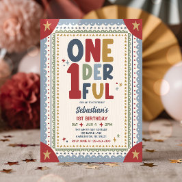 Onederful Whimsical Boy 1. Geburtstagsfeier Einladung