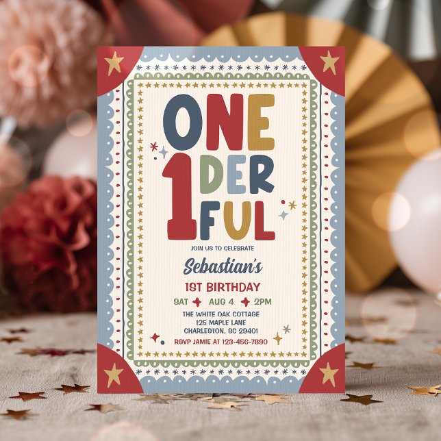 Onederful Whimsical Boy 1. Geburtstagsfeier Einladung (Von Creator hochgeladen)