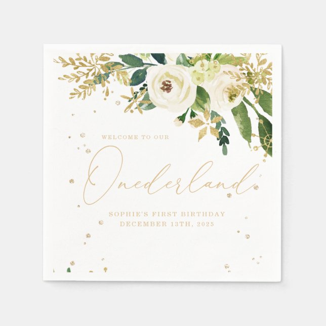 Onederland Eins erster Geburtstag Serviette (Vorderseite)