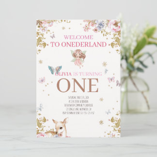 Onederland Fairytale First Birthday Girl Luxury Einladung