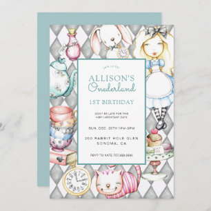 ONEderland Girl's 1st Birthday Einladung